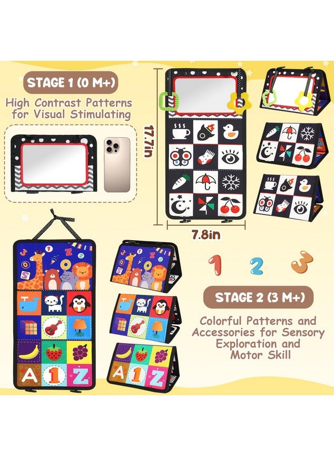 URMYWO Tummy Time Toy - Black and White High Contrast Baby Toys for Newborn - Baby Visual Stimulation Mirror - Montessori Sensory Crinkle Toy for Infant 0-3-6-12 Months - Shower Gift for Boy Girl - Image 2