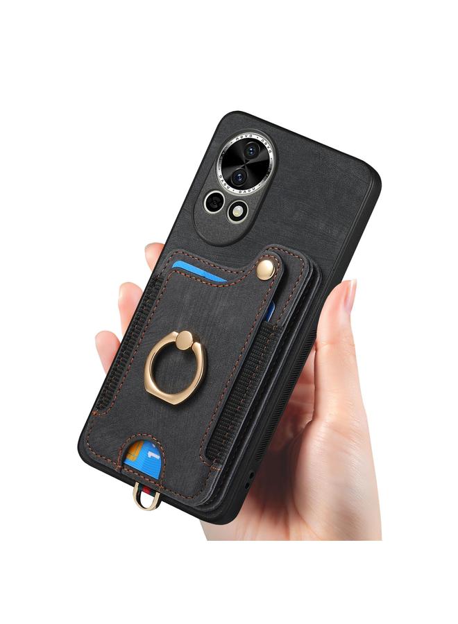اس-توب جراب لهاتف Huawei nova 9 SE بتصميم كلاسيكي مع حلقة ومحفظة متعددة البطاقات - Image 4