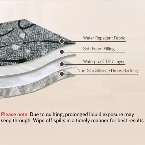 HOKIPO 'Elira Series' Printed Quilted Water Repellent + Waterproof Recliner Sofa Cover Mat, Small - Intense Grey Abstract Floral (AR-5282-C2) - Image 2