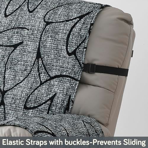 HOKIPO 'Elira Series' Printed Quilted Water Repellent + Waterproof Recliner Sofa Cover Mat, Small - Intense Grey Abstract Floral (AR-5282-C2) - Image 4