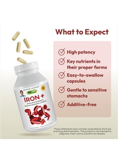 Andrew Lessman Iron Plus 360 Capsules - 18mg Iron, 100% Pure Amino Acid Chelated Iron (Glycinate, Aspartate), Plus Vitamin C for Increased Absorption, Small, Easy to Swallow Capsules, No Additives  - Image 4