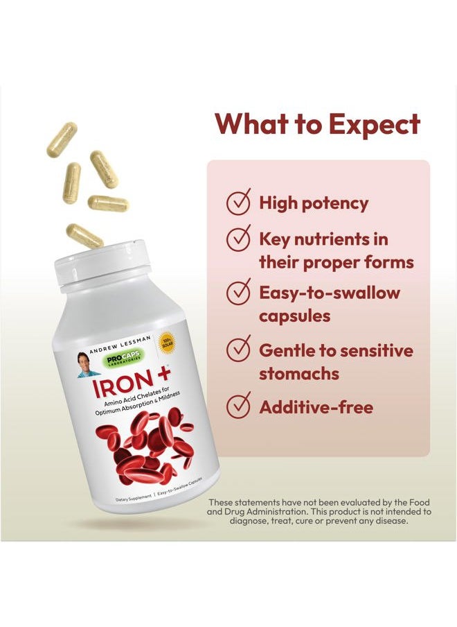 Andrew Lessman Iron Plus 360 Capsules - 18mg Iron, 100% Pure Amino Acid Chelated Iron (Glycinate, Aspartate), Plus Vitamin C for Increased Absorption, Small, Easy to Swallow Capsules, No Additives  - Image 4