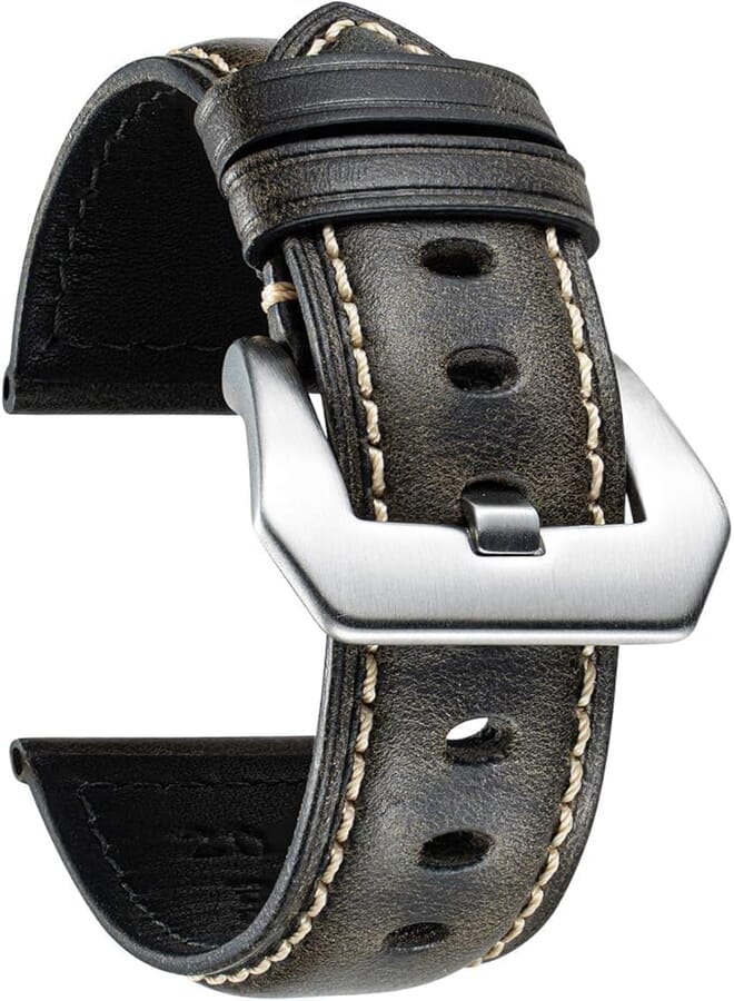 Next Next Store 22mm Watch Band Compatible with Samsung Galaxy Watch 3 45mm / Watch 46mm / Gear S3 / Huawei Watch GT2E/GT2 Pro/GT2 46, Handmade Genuine Leather Oil Wax Strap with Stainless Steel Clasp