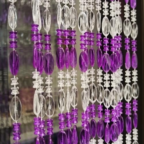 ave split Beaded Curtain Doorways Acrylic Hanging Door Beads String Curtains Tassel Room Divider Screen Decor for Doorway Window Living Room Wedding (1, Purple, 39 inch x 78.7 inch), ES041 - Image 1