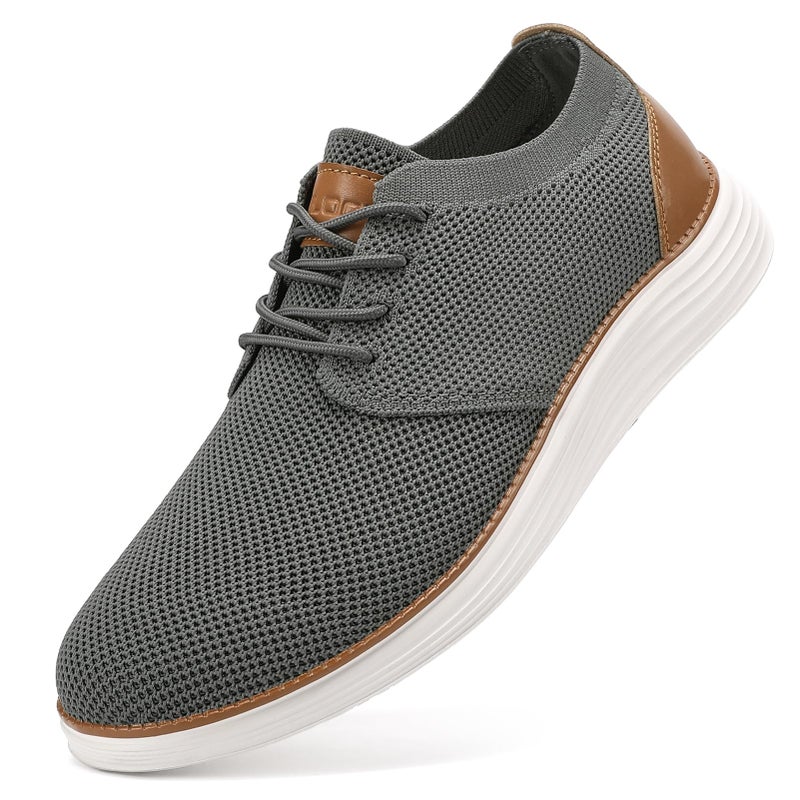 VILOCY Men's Fashion Dress Sneakers Casual Walking Shoes Business Oxfords Comfortable Breathable Lightweight Tennis Zapatos para Hombre Grey,US13 EU47 - Image 1