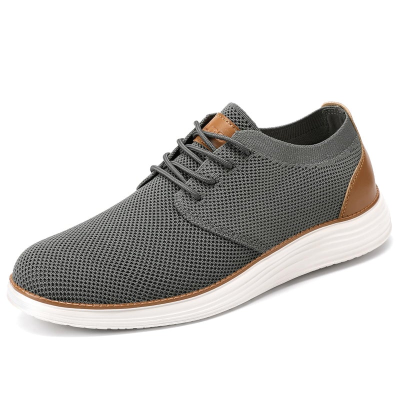VILOCY Men's Fashion Dress Sneakers Casual Walking Shoes Business Oxfords Comfortable Breathable Lightweight Tennis Zapatos para Hombre Grey,US13 EU47 - Image 2