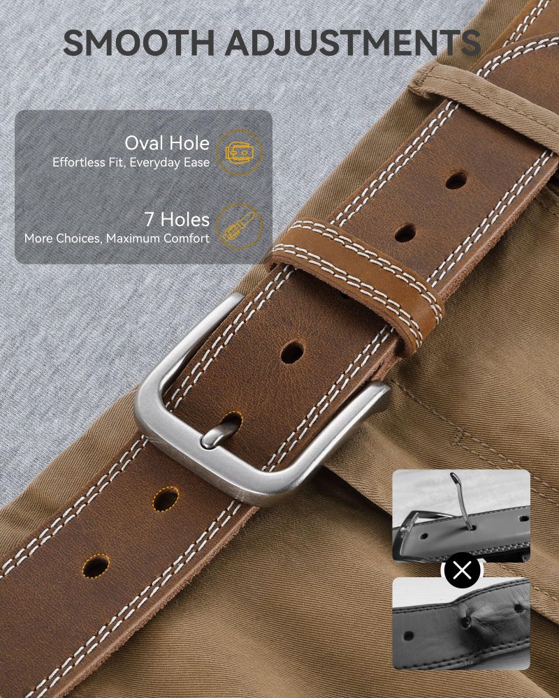 CHAOREN Mens Belts Leather - 35mm Genuine Leather Belt for Jeans - Men Gift for Casual Dress - Image 3