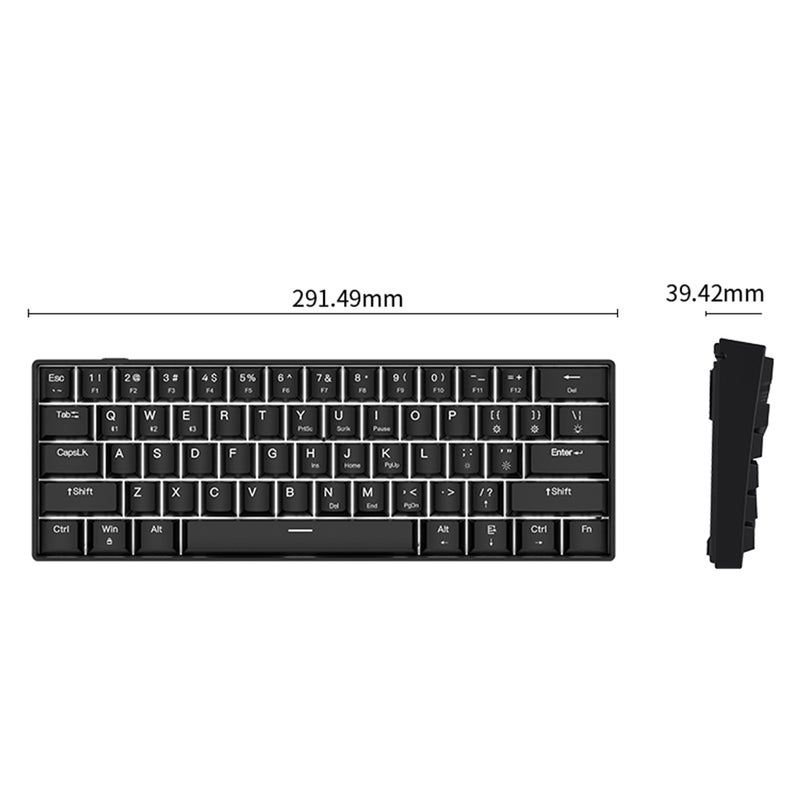 OUTEMU USB Wired 61-key Mechanical Keyboard LED Backlit Supports hot swap Blue Switch / Red Switch - Image 4