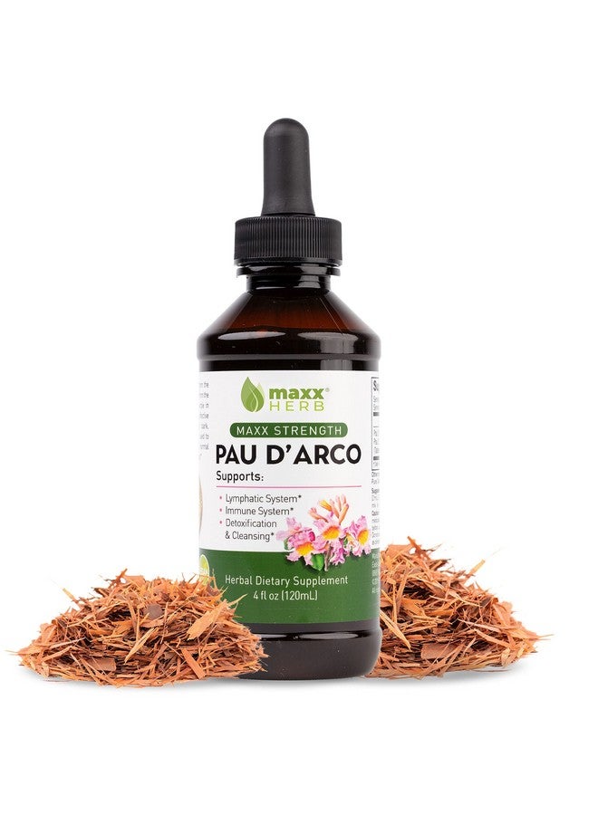 Maxx Herb PAU D'Arco Tincture - Max Strength PAU D Arco Extract for Immune Support, Taheebo Tea Inner Bark Absorbs Better Than PAU Darco Capsules - 4 Oz Bottle (60 Servings) - Image 1