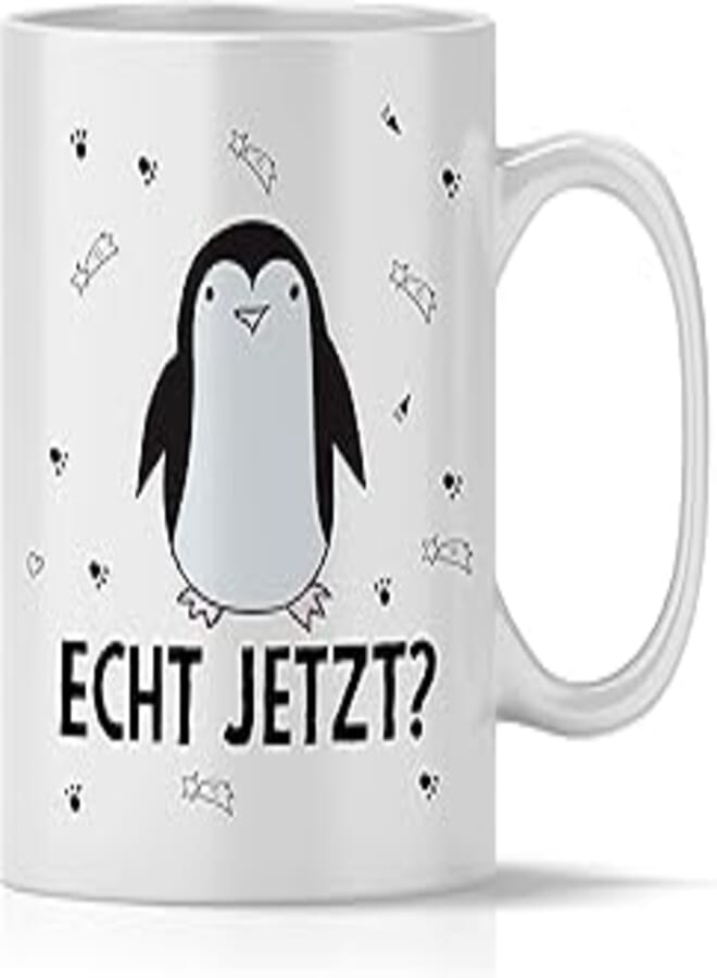 mindmonkeys® Mug with Saying Real Now Penguin for Office, Work, Colleague, Boyfriend, Girlfriend, Gift Idea for Birthday, Father's Day, Ceramic, 300 ml 