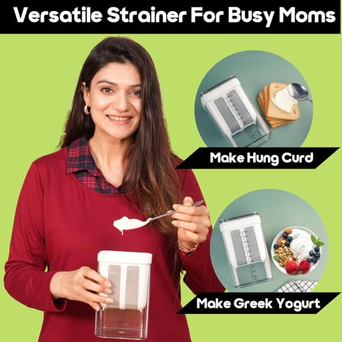 InstaCuppa Greek Yogurt Strainer, 1100ml Multi Yoghurt Maker Strainer with Fine Mesh Bag & Lid for Thick Greek Yogurt, Soybean Milk, Kefir, Berries, Soup, Fruit Juice, Coffee - Image 4