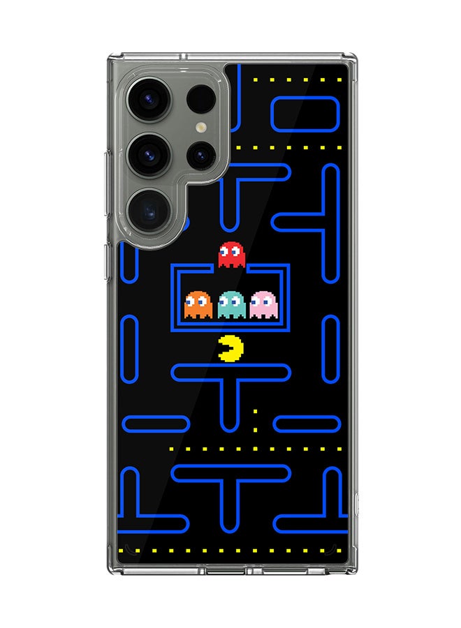 Stylizedd Classic Clear Case for Samsung Galaxy S25 Ultra , Hybrid Soft Case Flexible Edges Anti Drop TPU PC Gel Thin Transparent Cover - Pacman Full Print - Image 1