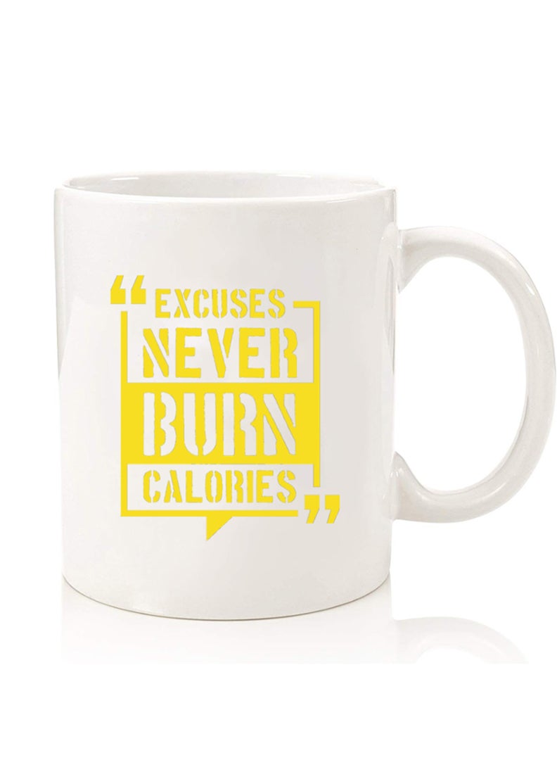 Theodor Premium Quality Two Sided Printed Coffee Mug Tea Cup For Home Office, Kids Men Women excuses never - Image 1