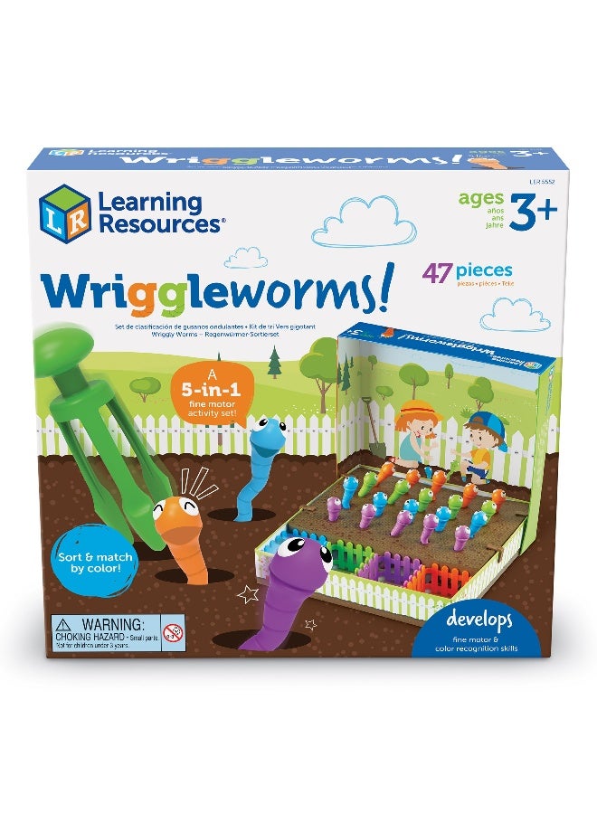 ليرننج ريسورسز مجموعة أنشطة الحركة الدقيقة Wriggleworms من Learning Resources، لعبة تعليمية 5 في 1 لمرحلة ما قبل المدرسة، تنمي قبضة القلم والتنسيق، تتضمن ملقطًا ثلاثي القبضة وبطاقات أنشطة، للأعمار من 3 سنوات فما فوق - Image 4