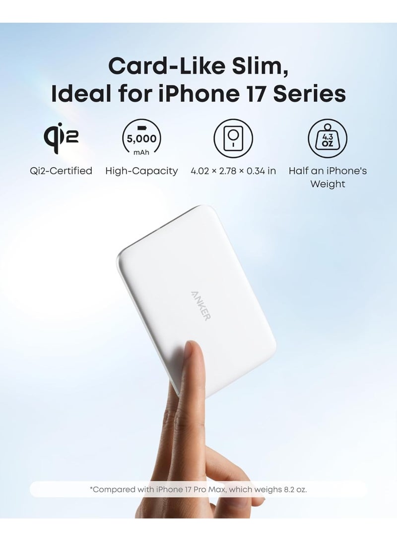 Anker Nano Power Bank, Ultra-Slim 5,000mAh Magnetic Battery Pack, Qi2 Certified 15W Max Ultra-Fast MagSafe-Compatible Portable Charger, Ergonomic Design, For iPhone 17/16/15/14/13/12 Only - Image 4