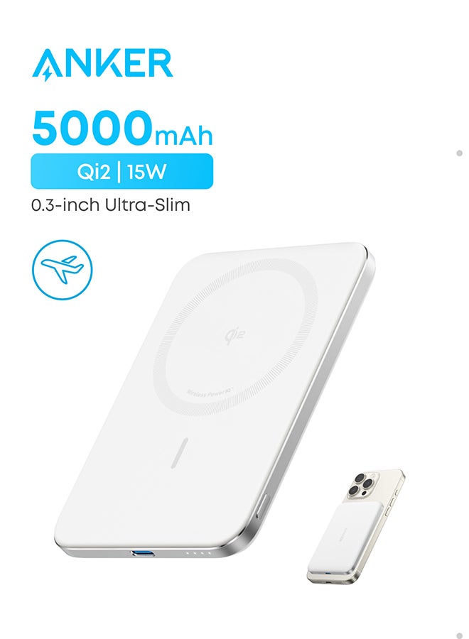 Anker Nano Power Bank, Ultra-Slim 5,000mAh Magnetic Battery Pack, Qi2 Certified 15W Max Ultra-Fast MagSafe-Compatible Portable Charger, Ergonomic Design, For iPhone 17/16/15/14/13/12 Only - Image 1