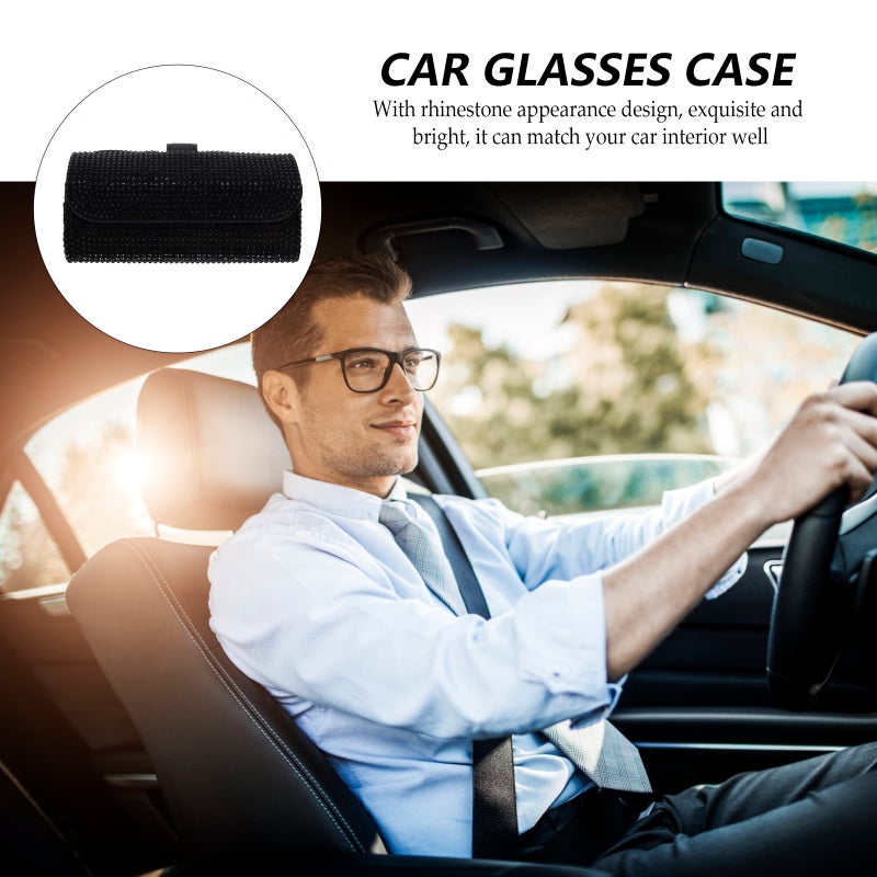 2 pcs Car Eyeglasses Rhinestone Case Vehicle Glasses Clip Glasses Holder - Image 3