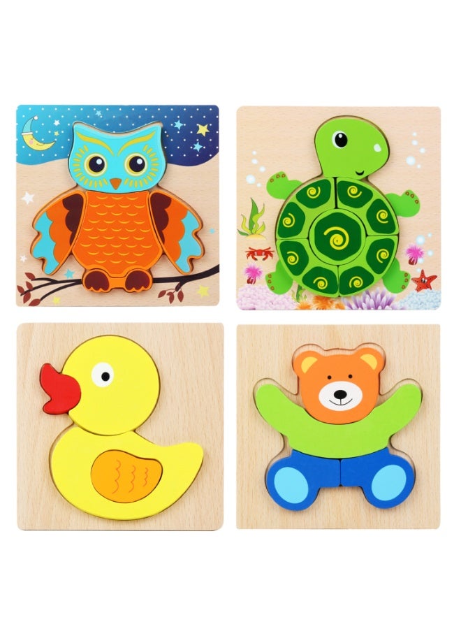 Capstro Wooden Puzzle Set for Toddlers – 4 Pack Animal Shape Matching Board Toys for Early Learning & Fine Motor Skills – Four Animal Designs - Image 1