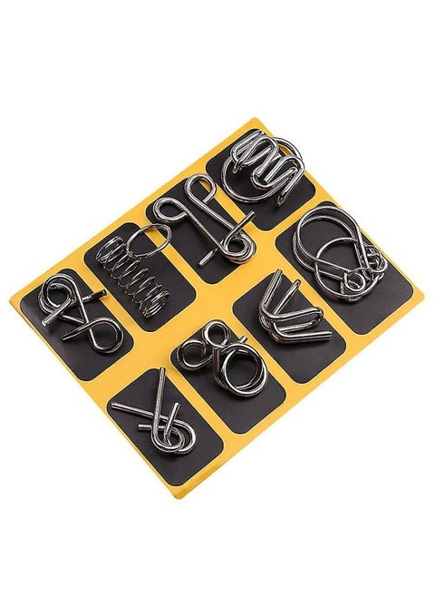 8-Piece Metal Wire 3D Puzzle Set - Brain Teasers Jigsaw Puzzles Educational Intelligence Toys Children Game - 1