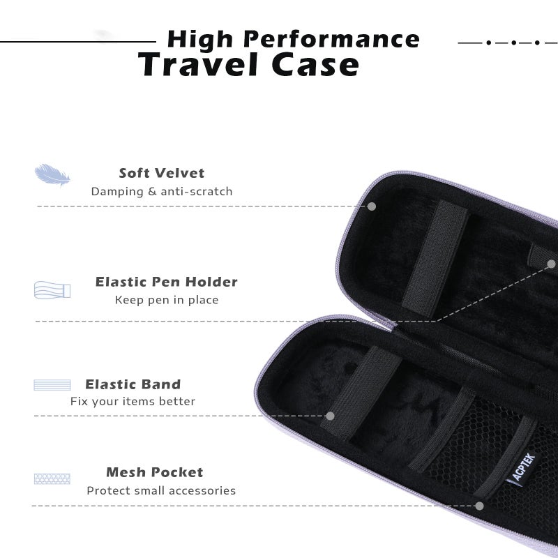 AGPTEK Case Holder for Apple Pencil, Slim PU Leather Carrying Case Pouch Cover Compatible with Apple Pen Accessories, USB Cable, Earphone, Samsung Stylus iPad Pro Pen/Pencil, Recording Pen, Purple - Image 3