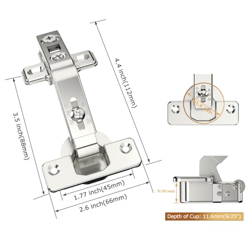 Furniware 4 Pack 2 Pair 135 Degree Lazy Susan Hinges Full Overlay Concealed for Cabinet, Cupboard, Folded Door, Combination with Screws(Regular) - Image 5