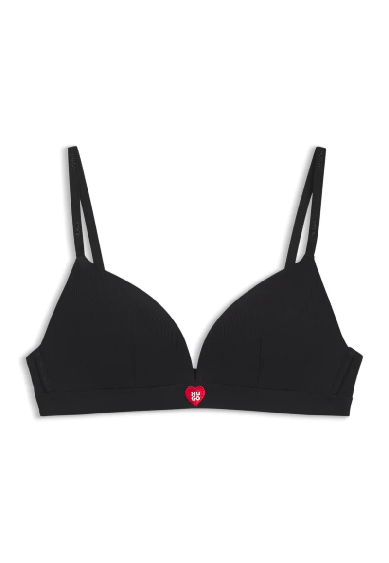 هوجو Stretch fabric triangle bra with branded straps