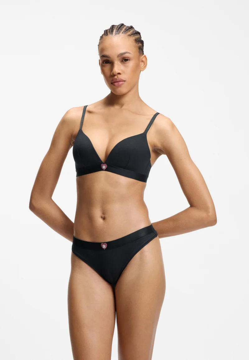 هوجو Stretch fabric triangle bra with branded straps