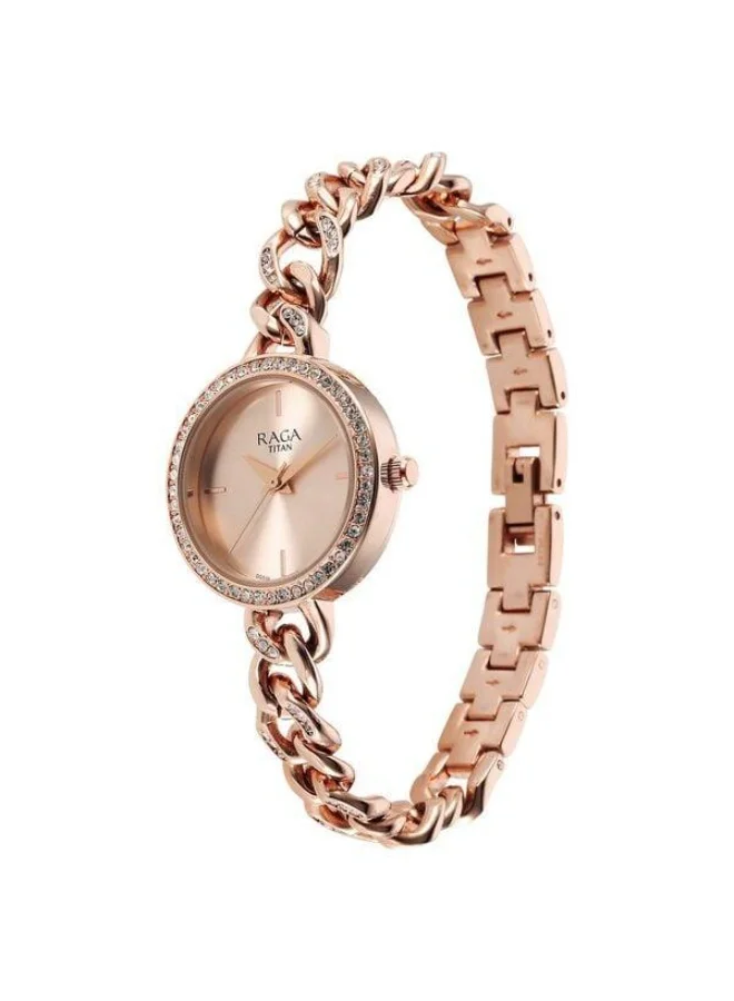 TITAN  Raga Showstopper Quartz Analog Rose Gold Dial Rose Gold Metal Strap Watch for Women - 95288WM01  | Best Price UAE