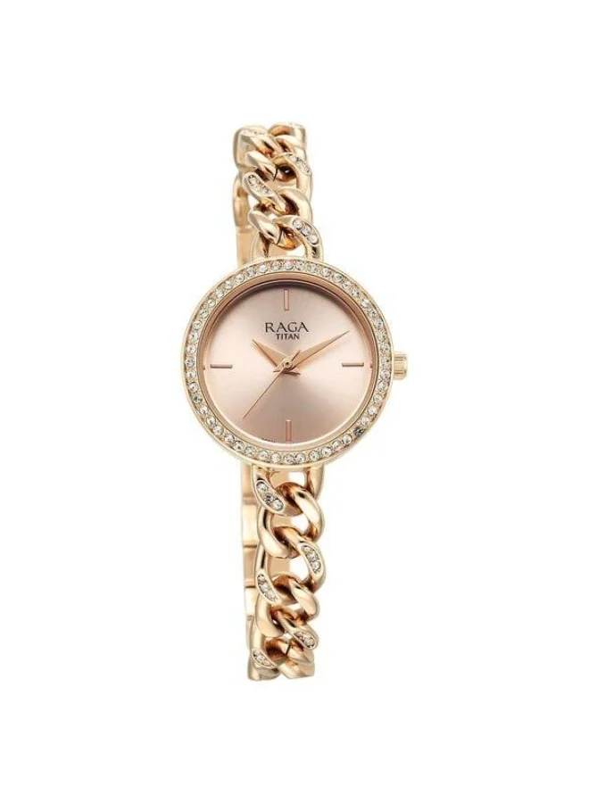 تيتان Raga Showstopper Quartz Analog Rose Gold Dial Rose Gold Metal Strap Watch for Women - 95288WM01
