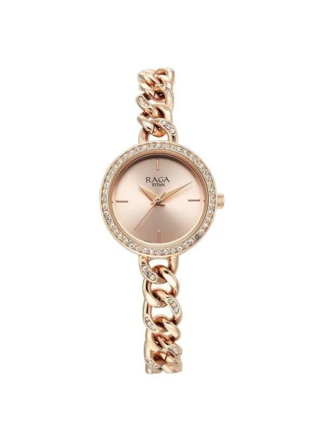 تيتان Raga Showstopper Quartz Analog Rose Gold Dial Rose Gold Metal Strap Watch for Women - 95288WM01