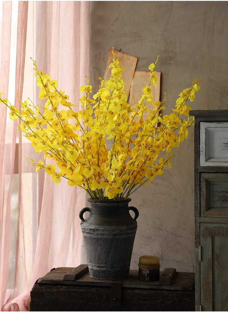 TOMSHOO - 12pcs Artificial Orchids Flowers Fake Silk Dancing Lady Orchid Faux Long Stem Flowers in Bulk for Home Wedding Office Party Festive Indoor Outdoor Decoration (Yellow) - Image 1