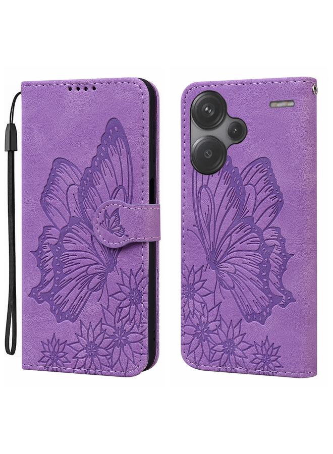 Case For Xiaomi Redmi Note 13 Pro+ 5G Retro Skin Feel Butterflies Embossing Horizontal Flip Leather Phone Case