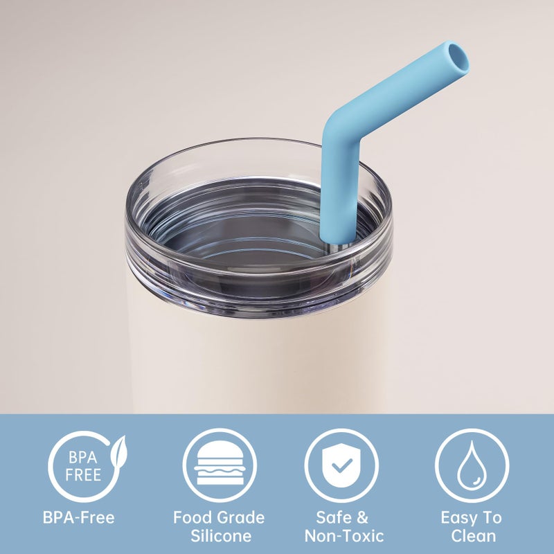 Tomorotec 6-Pack Reusable Stainless-Steel Straws with Silicone Tips, 3 Sizes Compatible with Stanley Tumblers 40OZ 30OZ 20OZ 14OZ, Dishwasher Safe, Includes 2 Cleaning Brushes (Ocean Gradient) - Image 5