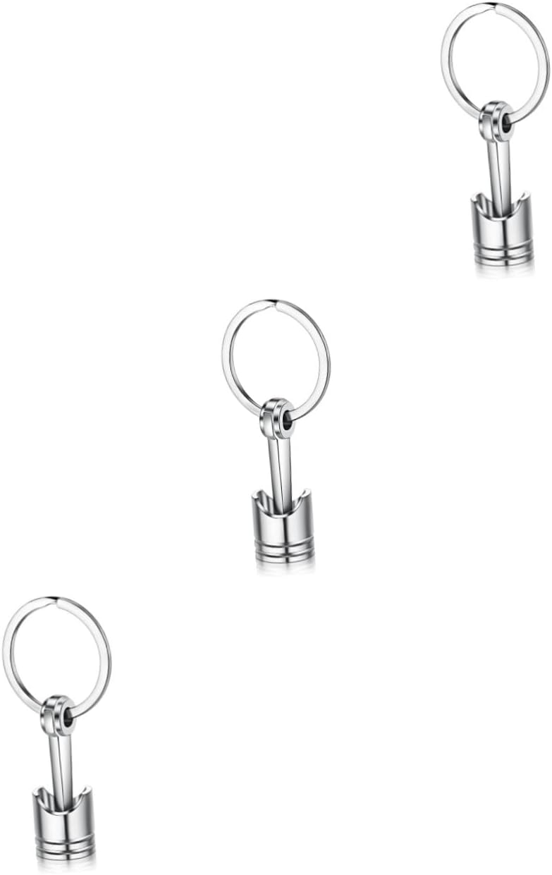 3pcs Engine Piston Keychain Creative Silver Metal Pendant for Car Keys Bags and Cell Phones Party Favor and Birthdays Valentine Day and More - Image 1