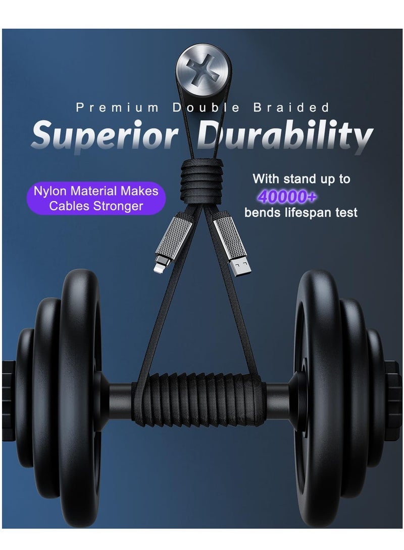 سيوسي 4 in 1 Charging Cable, USB A to USB C to Lightning Cable 4ft, 60W Fast Charging  Data Transfer, Travel Charger for Multiple Devices, All in One Multi Charger Cord for iPhone 15 Pro Max iPad - Image 2