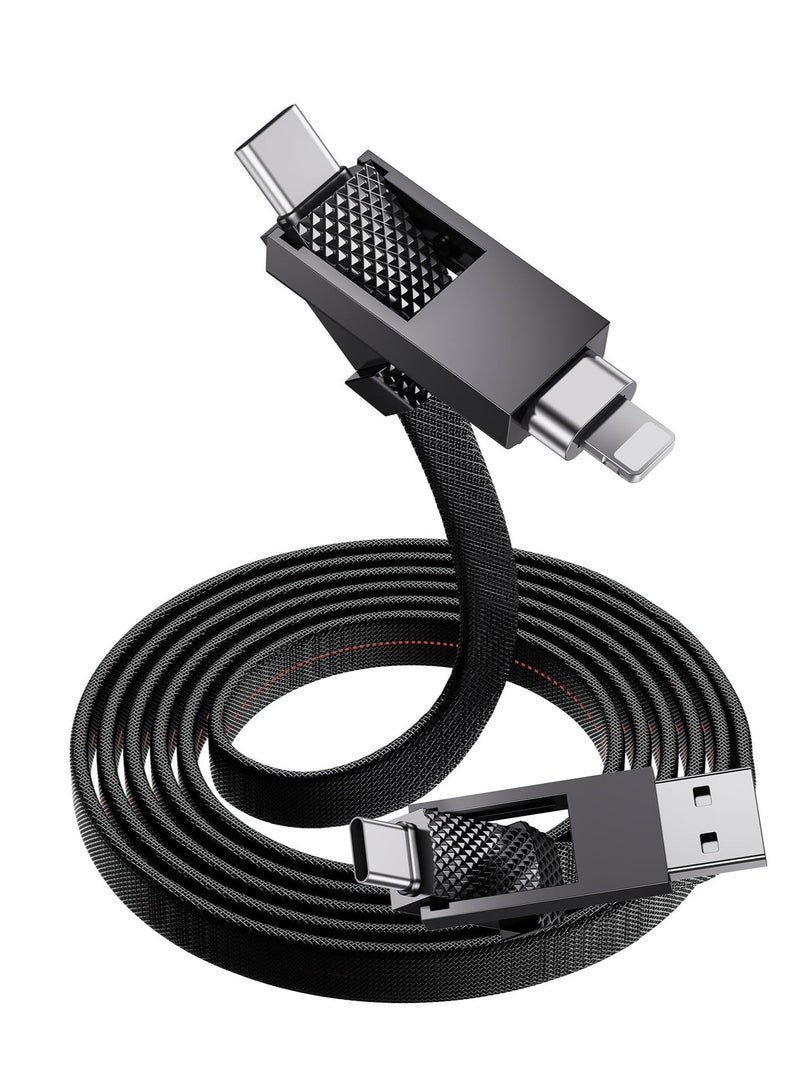 سيوسي 4 in 1 Charging Cable, USB A to USB C to Lightning Cable 4ft, 60W Fast Charging  Data Transfer, Travel Charger for Multiple Devices, All in One Multi Charger Cord for iPhone 15 Pro Max iPad - Image 1