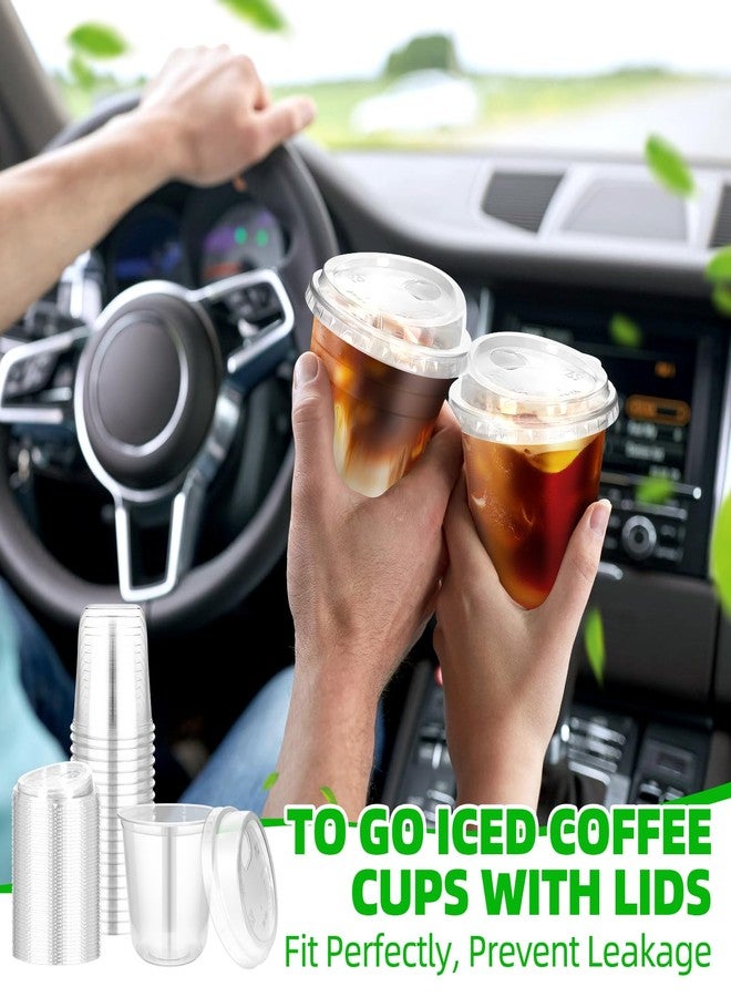 RMERVE 50 Pcs Plastic Coffee Cups with Sip Lids, Disposable Plastic PET Crystal Cups with Strawless Lid for Iced Coffee, Smoothie, Cold Beverage, Party Catering Supplies, Drink Shop (Clear, 12 oz) - Image 5