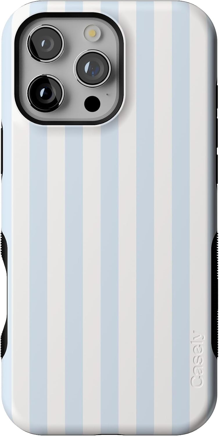 Casely iPhone 16 Pro Case | Blue Stripes | Sunday Best | Bold Protective Design | Compatible with MagSafe - Image 1