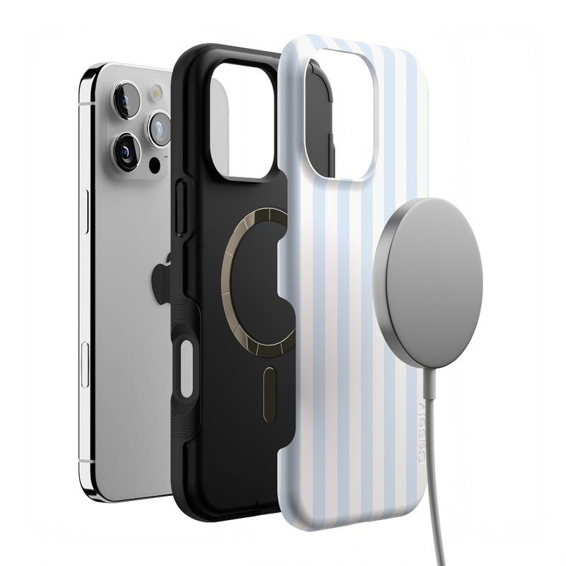 Casely iPhone 16 Pro Case | Blue Stripes | Sunday Best | Bold Protective Design | Compatible with MagSafe - Image 3