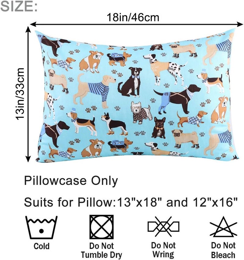Kids Toddler Pillowcase Envelope Travel Pillowcase Baby Pillow Cover Fits Pillows Sized 12x16 or 13x18-1 Pack Soft Children’s Bedding Pillowslip Case for Boys and Girls - Blue Dog - Image 5
