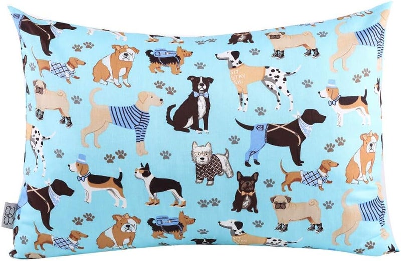 Kids Toddler Pillowcase Envelope Travel Pillowcase Baby Pillow Cover Fits Pillows Sized 12x16 or 13x18-1 Pack Soft Children’s Bedding Pillowslip Case for Boys and Girls - Blue Dog - Image 1