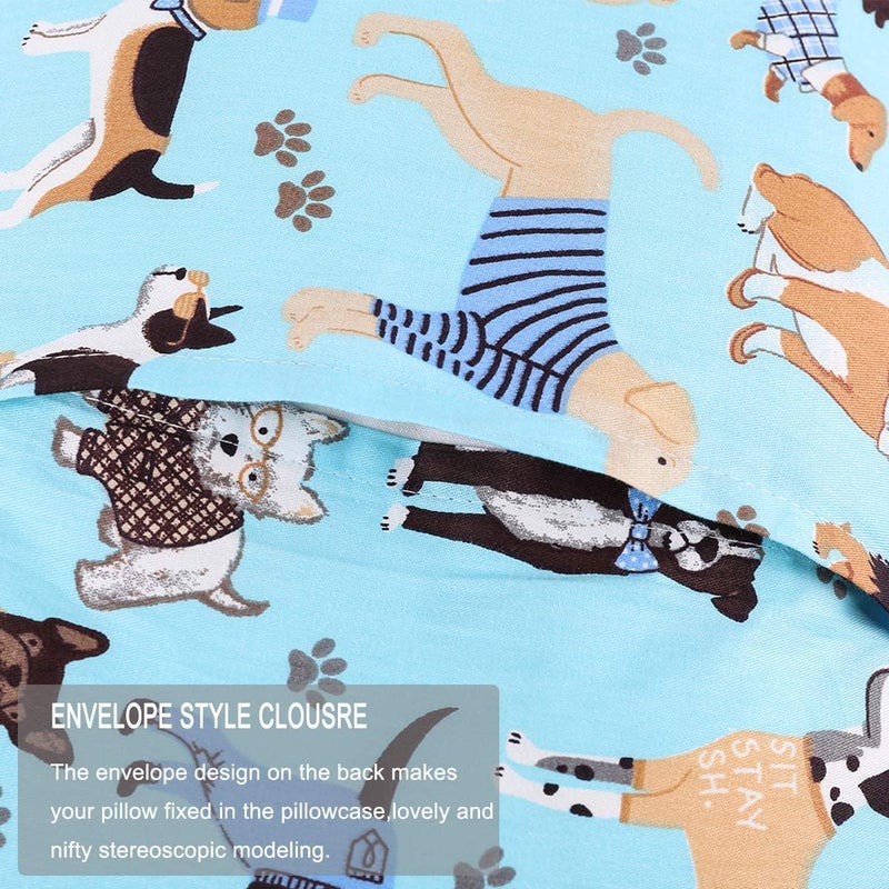 Kids Toddler Pillowcase Envelope Travel Pillowcase Baby Pillow Cover Fits Pillows Sized 12x16 or 13x18-1 Pack Soft Children’s Bedding Pillowslip Case for Boys and Girls - Blue Dog - Image 4