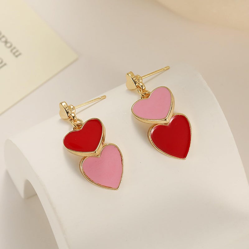 Frodete Heart Earrings Valentines Earrings For Women Rhinestone Heart Earrings Red Heart Earrings Dangle Pink Pearl Heart Earrings For Women Love Earrings Valentines Day Outfit Women Valentines Gifts - Image 2