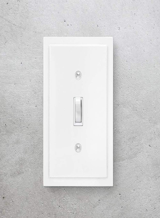 Henne Bery Modern Edge Decorative Wall Plate Switch Plate Outlet Cover, Durable Solid Zinc Alloy (Single Toggle, 2 Pack, White) - Image 2