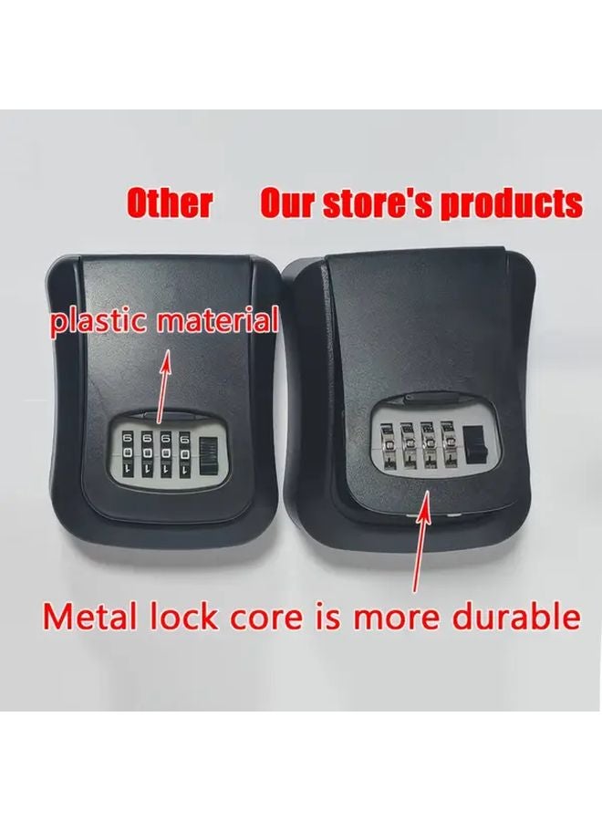Black Wall Mounted Key Safe Box With Flip Lid Combination Lock For Home Hotel - Image 5