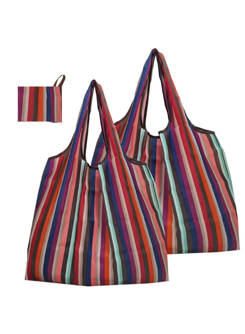 2 pack Reusable oxford Shopping Bag Foldable Folding Pouch Totes Heavy Duty Washable Cloth Grocery Bags Eco-Friendly Ripstop - Image 1
