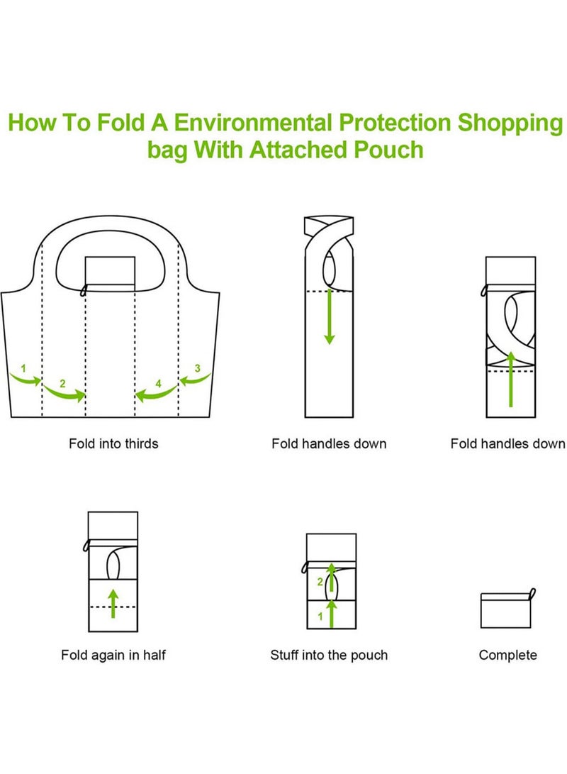 2 pack Reusable oxford Shopping Bag Foldable Folding Pouch Totes Heavy Duty Washable Cloth Grocery Bags Eco-Friendly Ripstop - Image 3