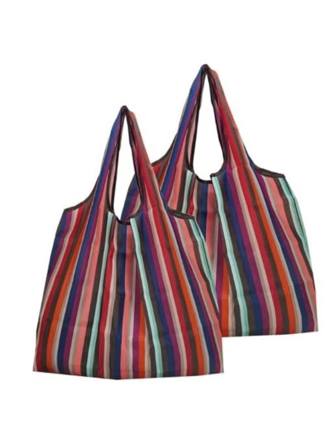 2 pack Reusable oxford Shopping Bag Foldable Folding Pouch Totes Heavy Duty Washable Cloth Grocery Bags Eco-Friendly Ripstop - Image 4