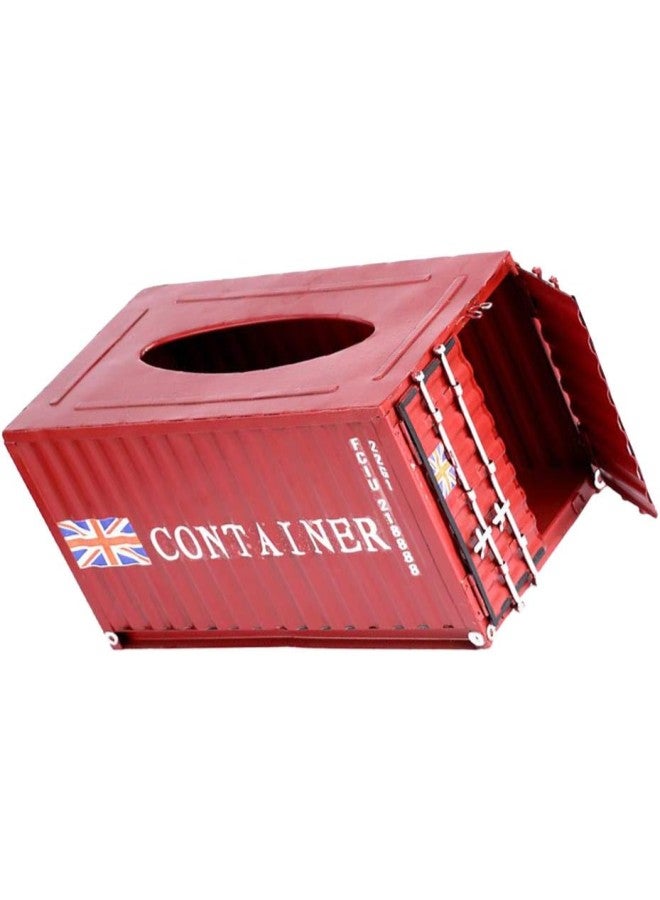 klarako Metal Shipping Container Tissue Box Cover Vintage Rectangular Facial Tissue Box Case Tabletop Napkin Holder Dining Room Kitchen Bedroom Dressers Home Decor  - Image 1