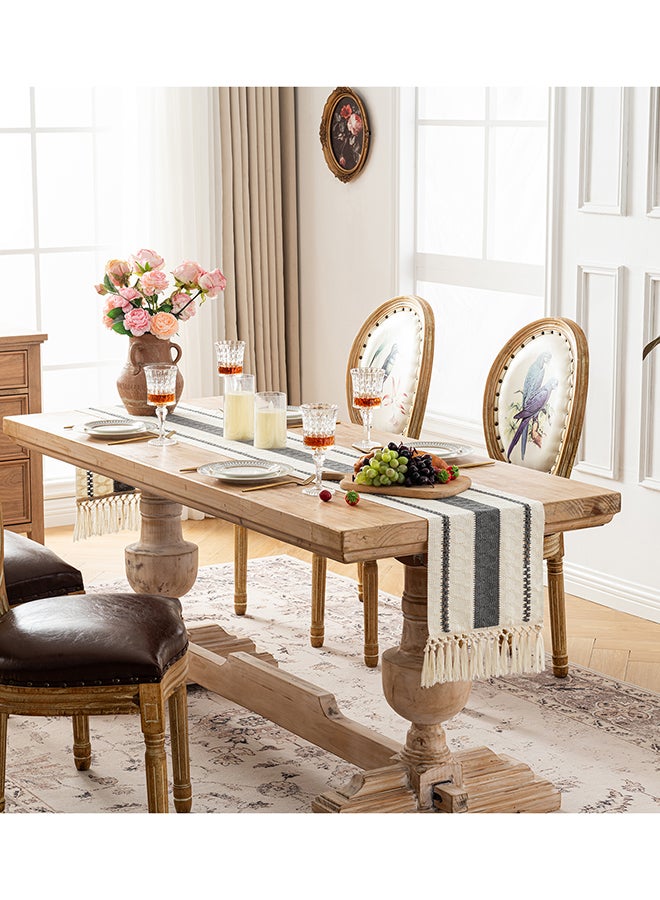 Fancy Homi Boho Chic Macrame Table Runner for Home Decor, Farmhouse Style with Tassels, Perfect for Party Bohemian - 30x230 cm - Grey - Image 2